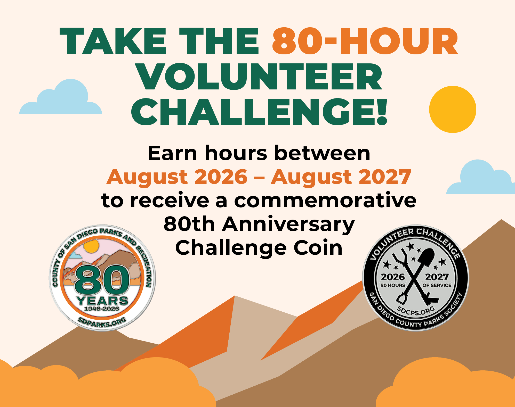 80 Hour Volunteer Challenge - Get a commemorative coin!