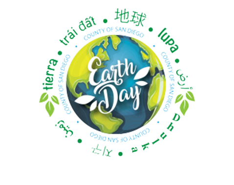 Earth with "EarthDay" in multiple languages
