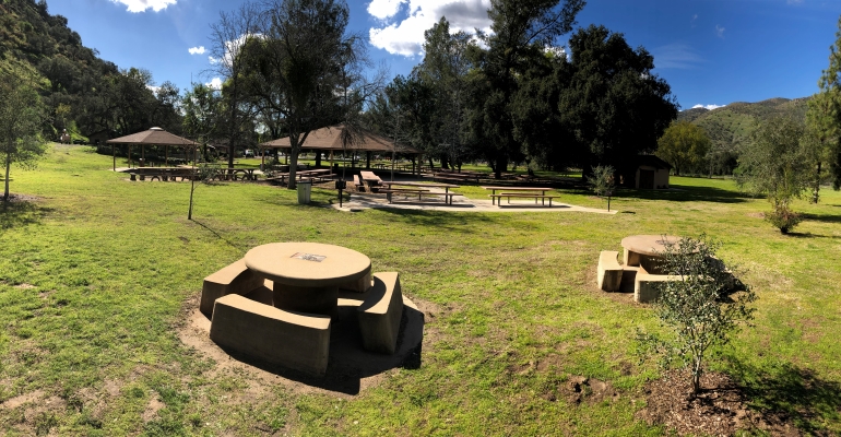 Historic picnic tables at El Monte 