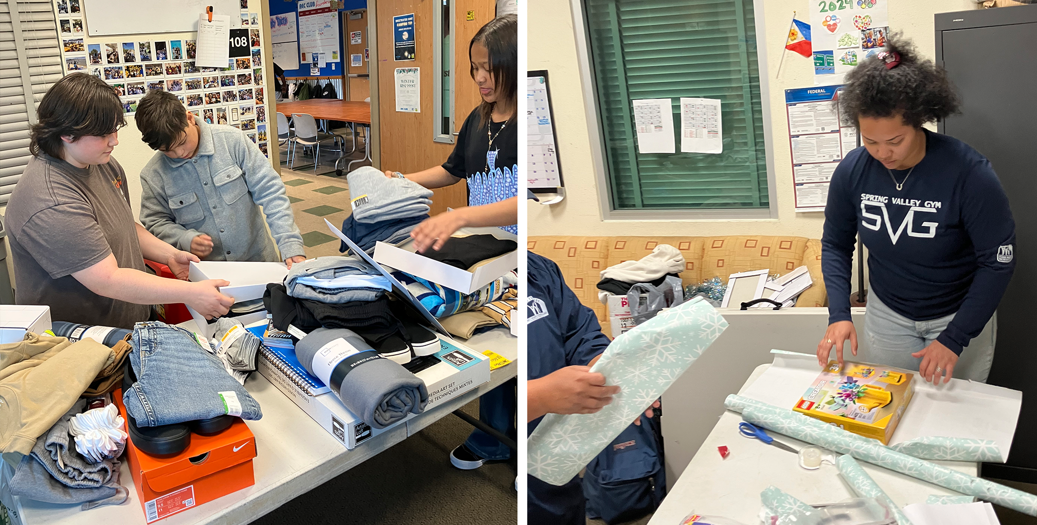 REC Club teens wrap gifts for Ring and Run event