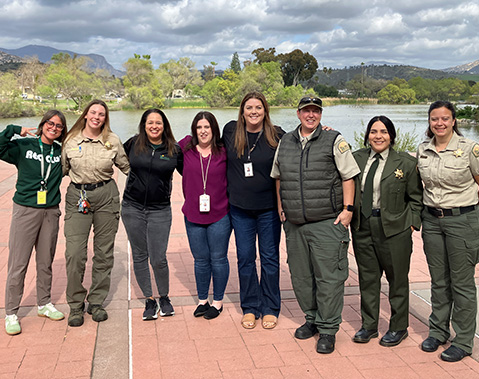 Women in Rec Panelists pose for an outdoor photo