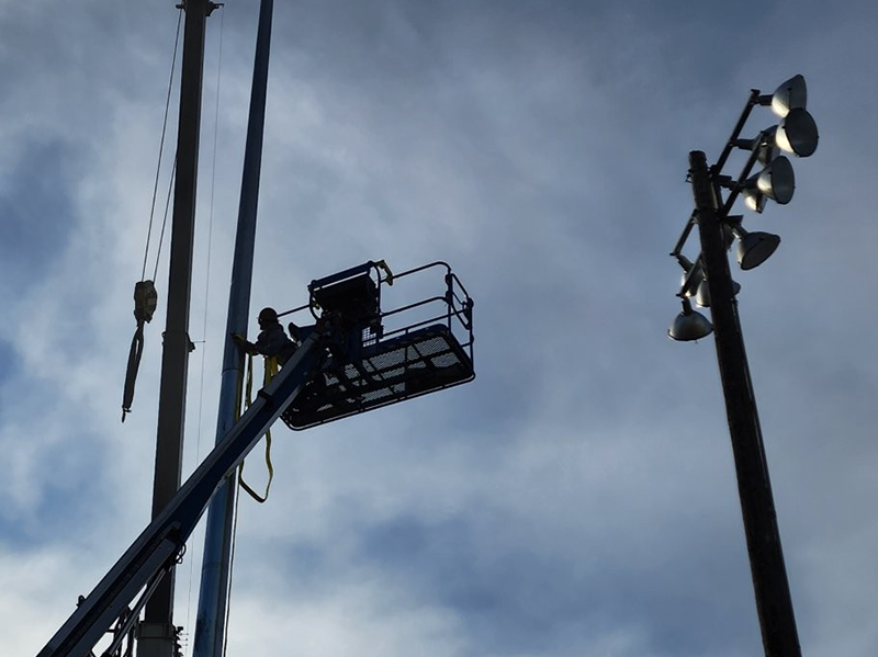Cactus Park Lighting - light poles being installed