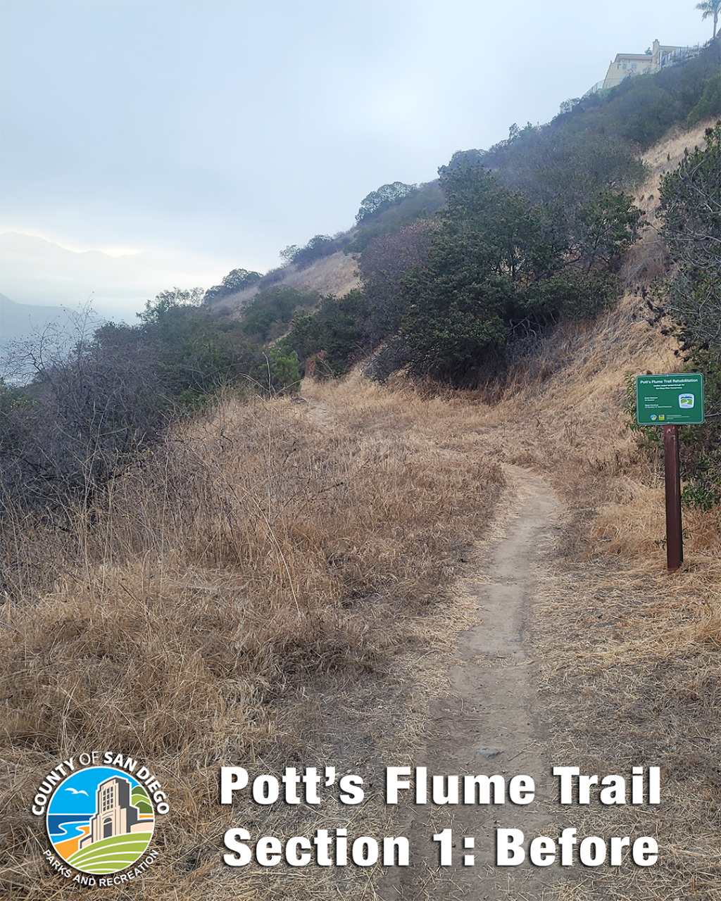 Pott's Flume Trail Section 1 before restoration work.