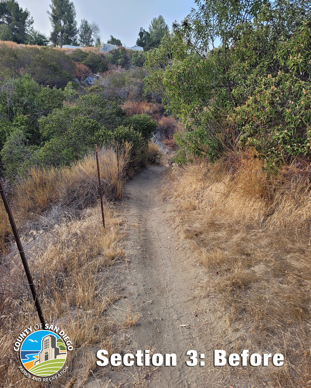 Potts Flume Trail Section 3 before restoration work.