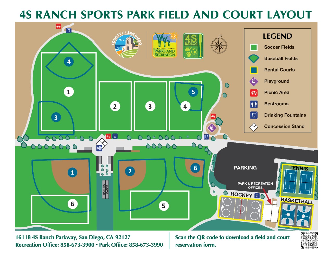 4S Ranch Sport Park Field and Court Layout
