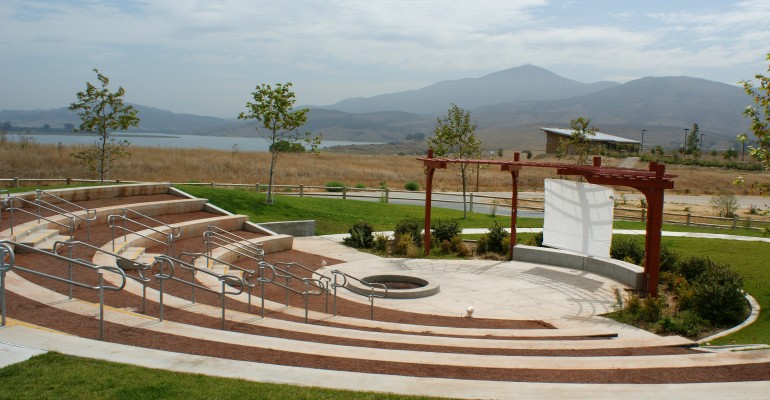 At the top of the summit lies the outdoor amphitheater overlooking the reservoir